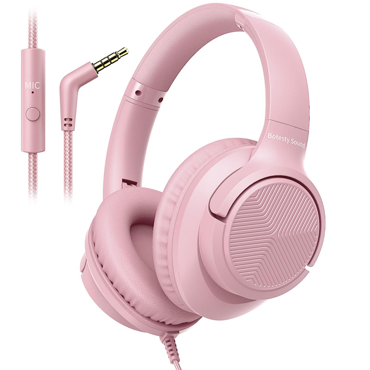 Botesty Sound Headphones Wired with Mic for School, 3.5mm Plug in, Purple