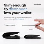 SPOTMINDERS Apple MFi Certified Wallet Tracking Card Black 4-Pack Travel Gifts for Him Works with Apple Find My Rechargeable Tracker IP68 Waterproof 0.07" Slim iPhone Item Finder for Luggage Passport