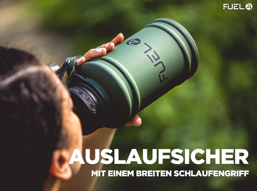 Fuel24 Stainless Steel Jug - 1.3 or 2.2 Litre Water Bottle - Extra Strong, BPA Free, Leak Proof - Large Gym Sports Bottle, 1.3L, 2.2L, Metal Bottle - Colour Options
