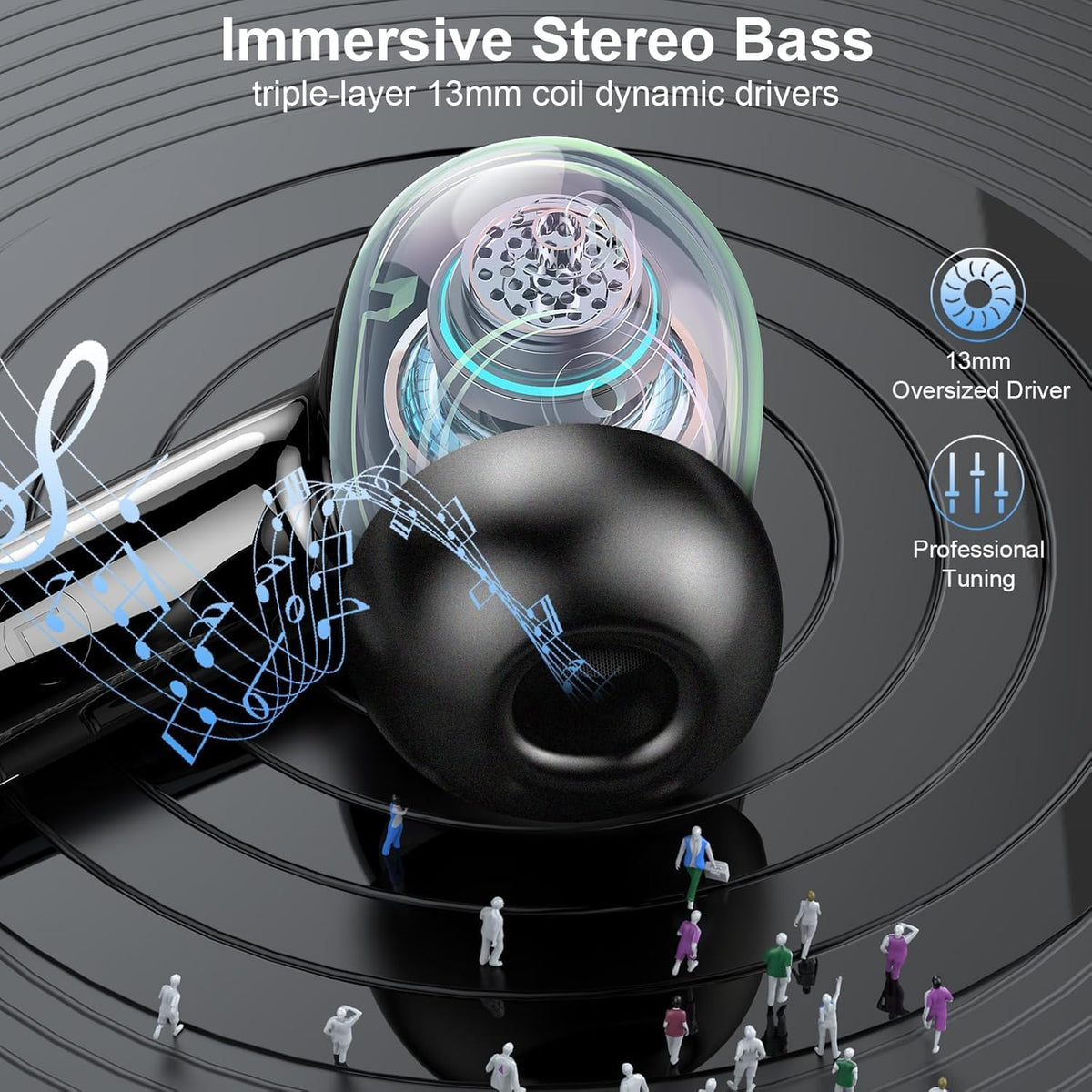 Wireless Earbuds, Bluetooth 5.4 Ear Buds, LED Power Display, 6D Bass Stereo