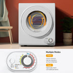 ROVSUN 110V Portable Clothes Dryer, High End Laundry Front Load Tumble Dryer Machine with Stainless Steel Tub & Simple Control Knob for Apartment, Dorm-850W, White