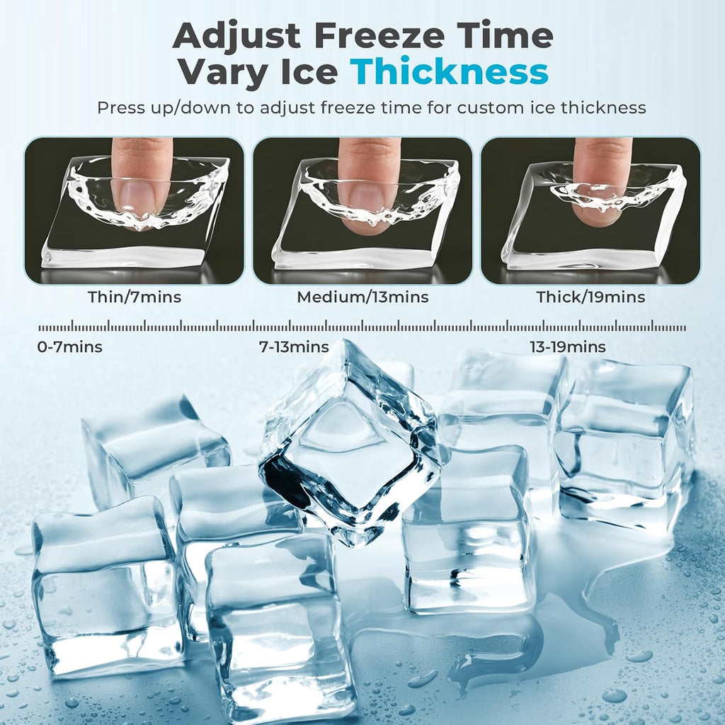 Electactic Countertop Ice Maker, 12 Square Ice Cubes in 13 Mins, 26Lbs/Day