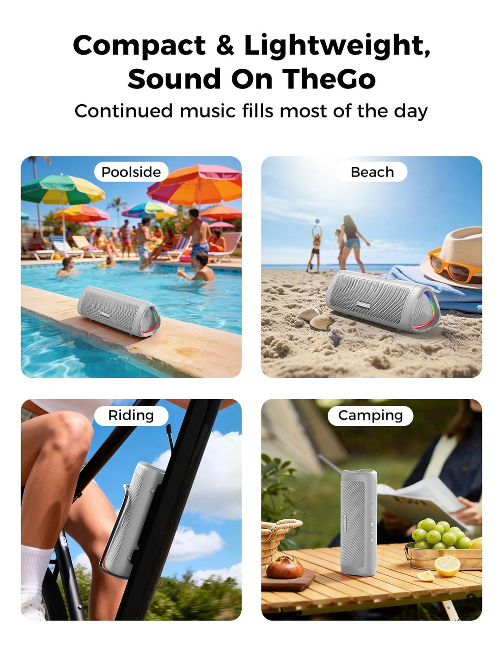 Bluetooth Speaker, 20W HD Sound, Portable Wireless, IPX5 Waterproof, Up to 24H Playtime, TWS Pairing, for Home/Party/Outdoor/Camping/Beach Essentials, Electronic Gadgets, Birthday Gift (Teal)