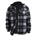 Lumberjack Mens Flannel Jackets Sherpa Lined Fleece Zip Up Winter Warm Workout Padded Plaid Sweatshirt with Hood