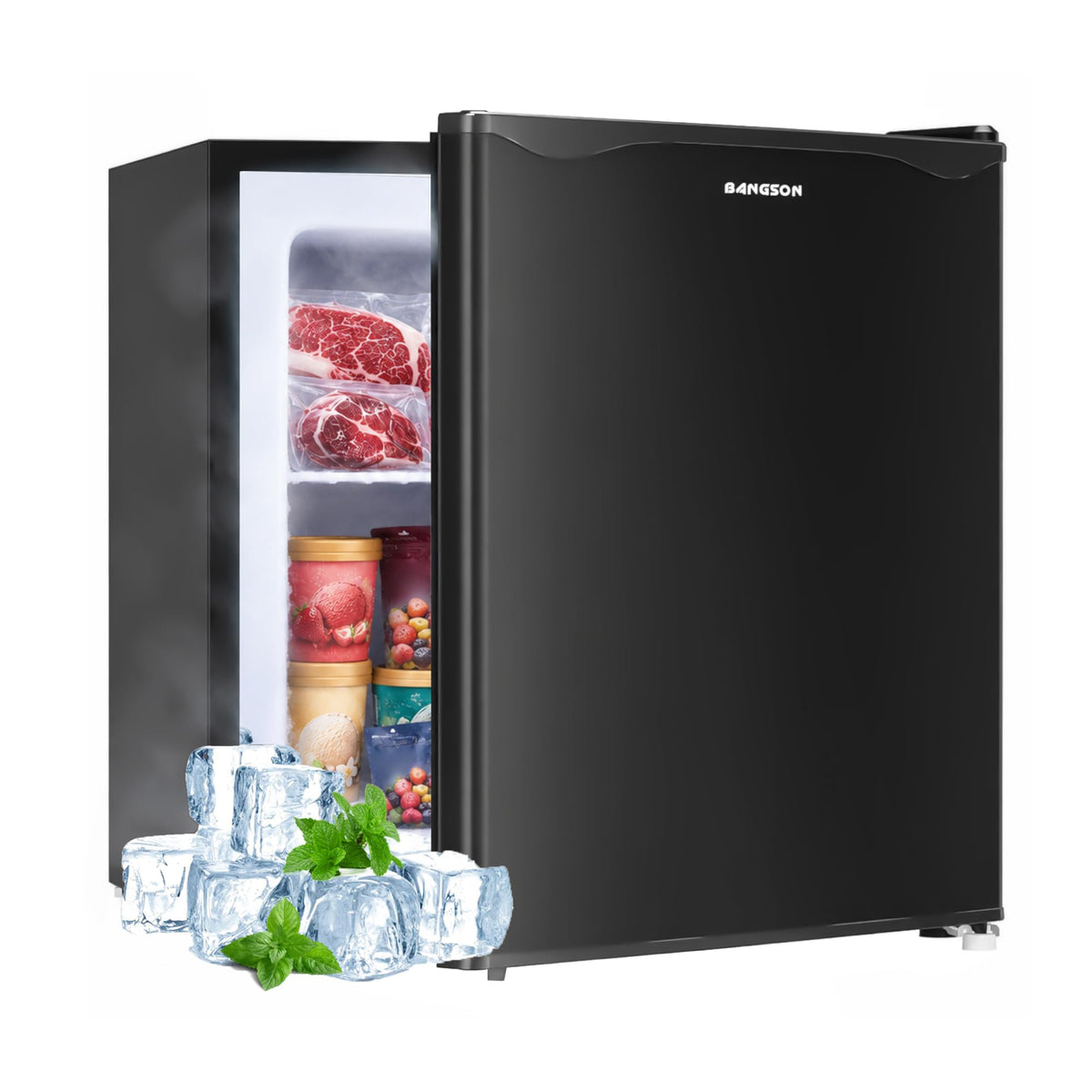 BANGSON 1.1 Cu.ft Upright Mini Freezer for Dorms Apartment, Silver