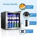 Antarctic Star 12 Bottle 48 Can Beverage Refrigerator Cooler - Mini Fridge Glass Door for Beer Soda Drinks or Wine,Freestanding Beverage Fridge for Home and Bar with Adjustable Shelving, 1.3 Cu. Ft.