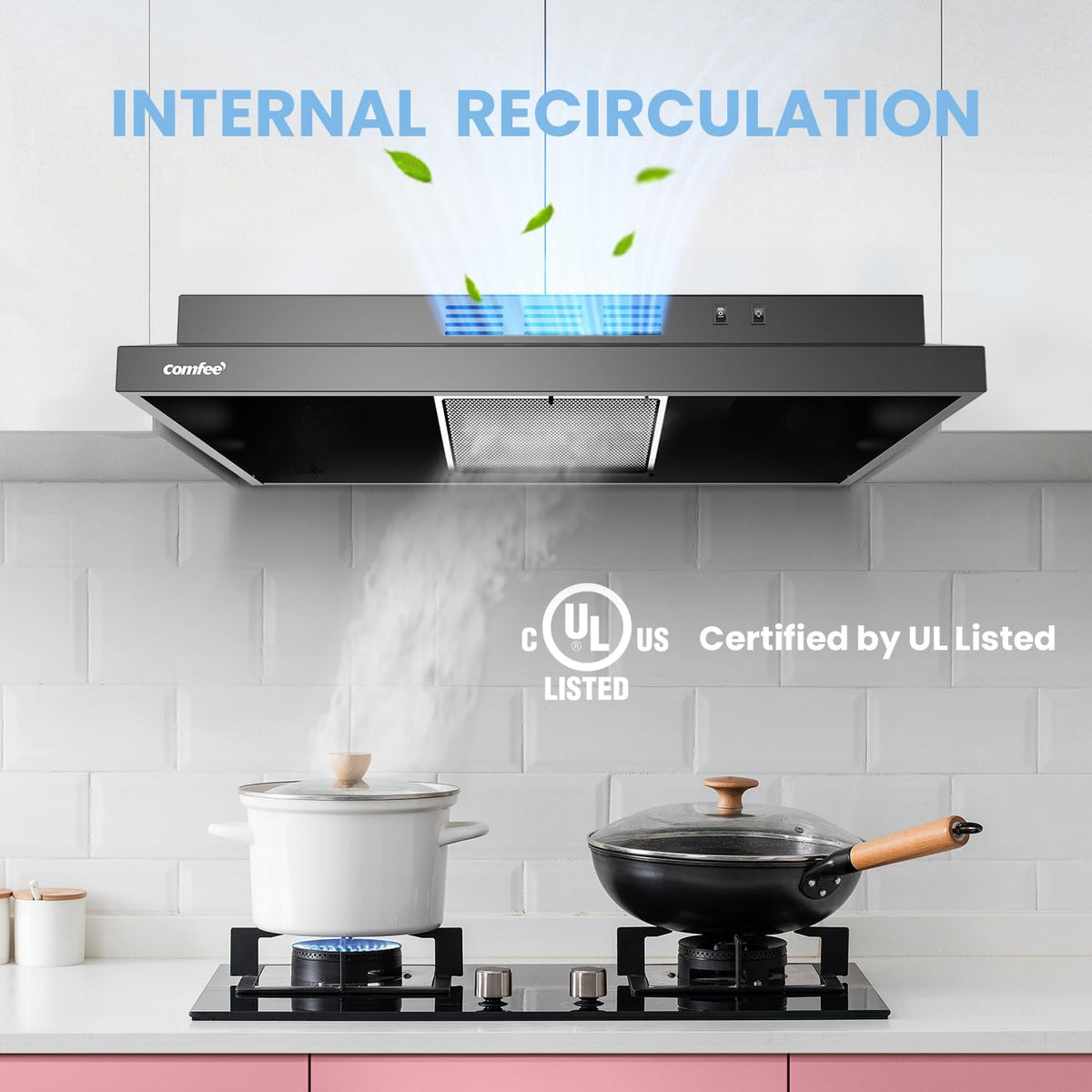 COMFEE' Range Hood 30 Inch Under Cabinet 200 CFM Ducted/Ductless