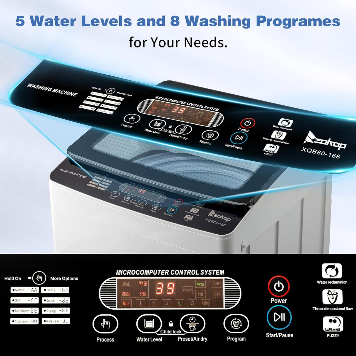 Winado 15.6LBS Full Automatic Portable Washing Machine with Drain Pump