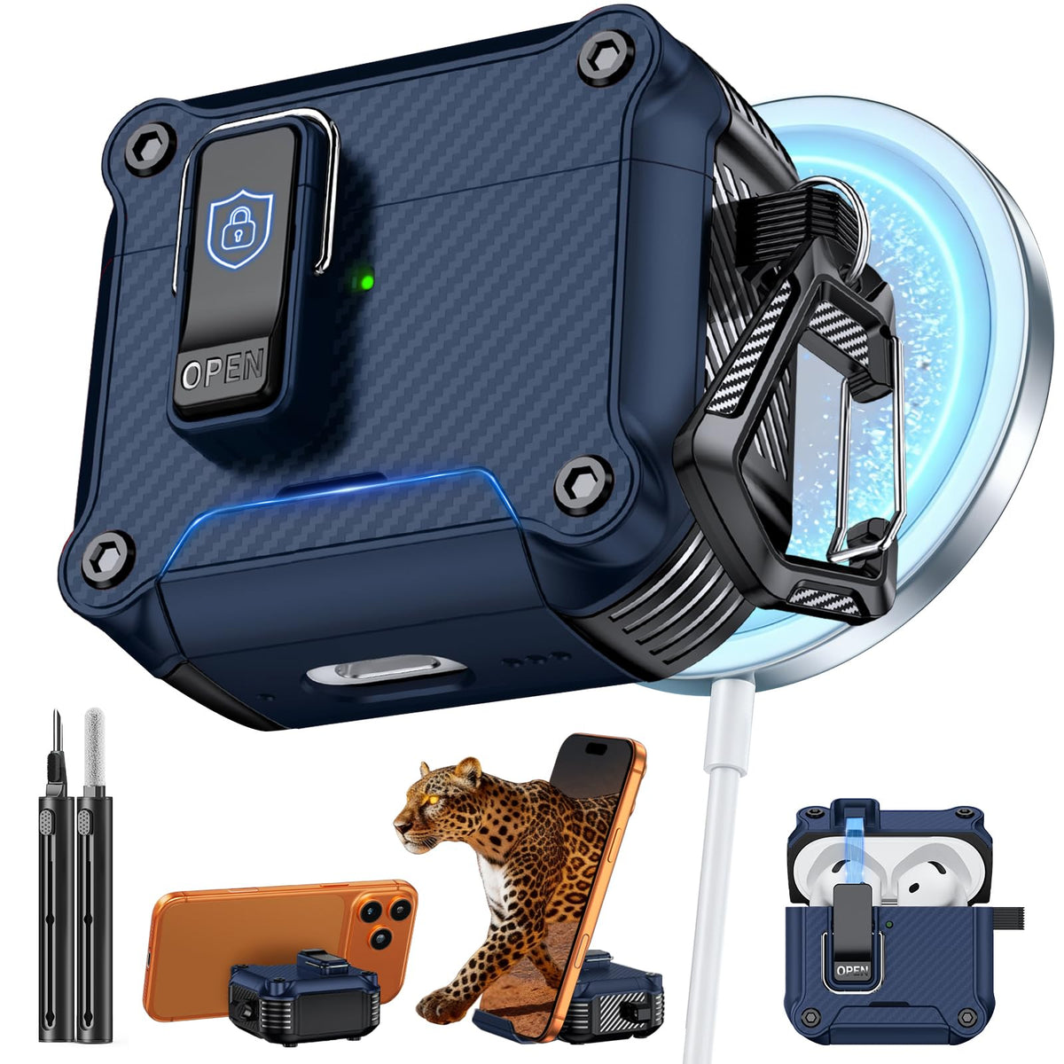 Inesore for AirPods AirPods Pro 1st/2nd Case with Secure Lock (Black)