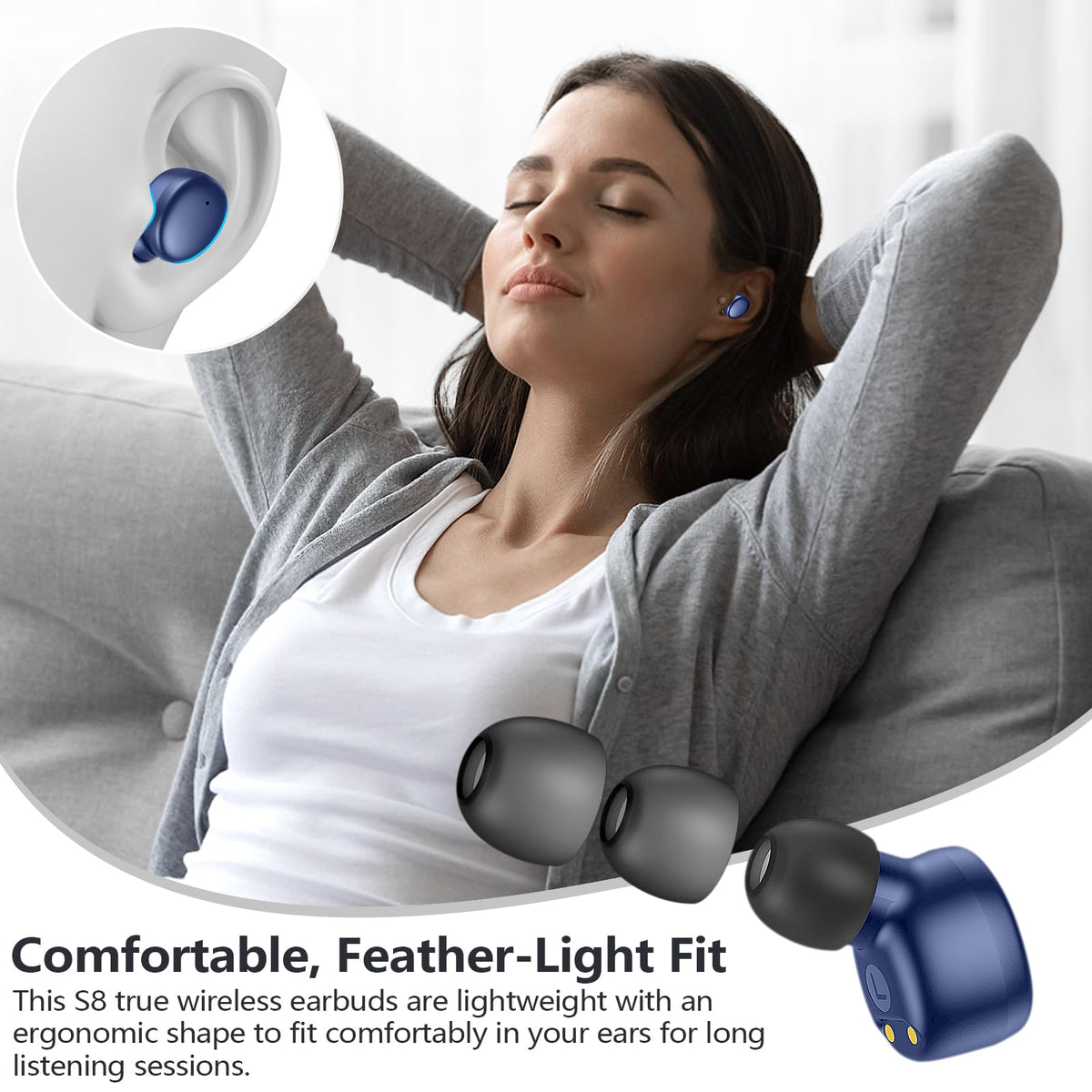 MOZOTER Mini Wireless Earbuds Bluetooth 5.3 in Ear Headphones Headsets