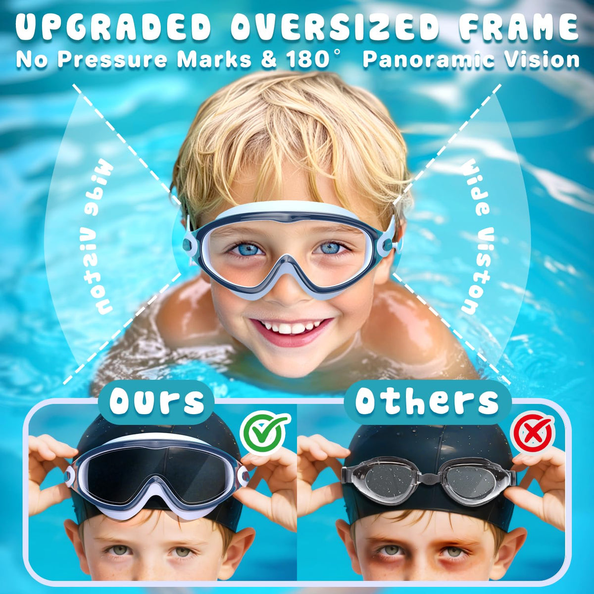COOLOO Kids Swimming Goggles for Age 3-15, 2 Pack Anti Fog Kids Goggles