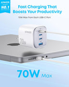 Anker Zolo 70W Fast usb c Charger, 4-Port Foldable Laptop Adapter Plug