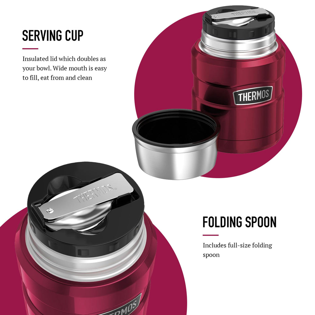 Thermos Stainless King Cranberry Red Food Flask (470ml) 9h Hot | 14h Cold