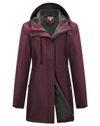 Outdoor Ventures Womens Waterproof Softshell Jacket Long Hooded Windbreaker