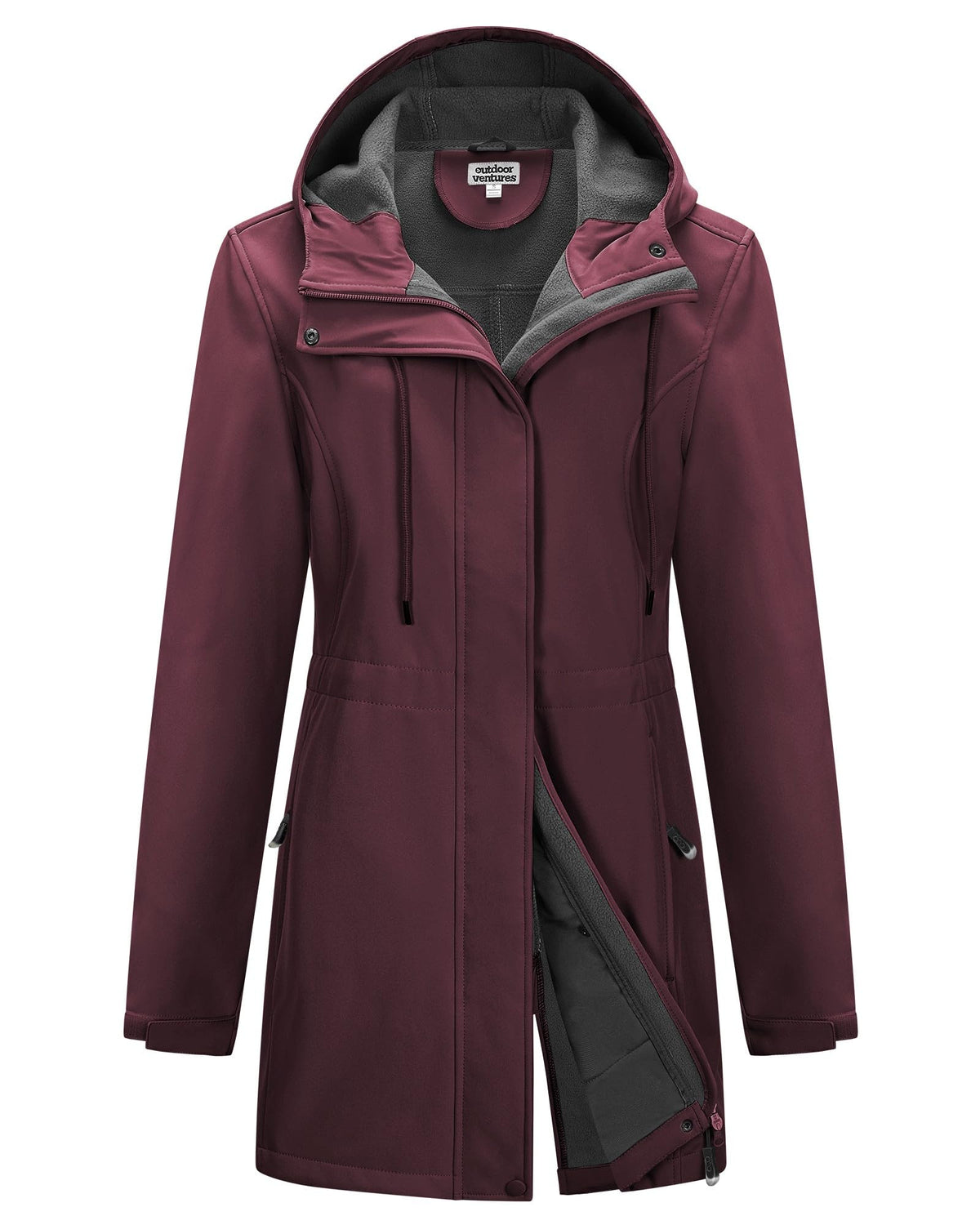 Outdoor Ventures Womens Waterproof Softshell Jacket Long Hooded Windbreaker