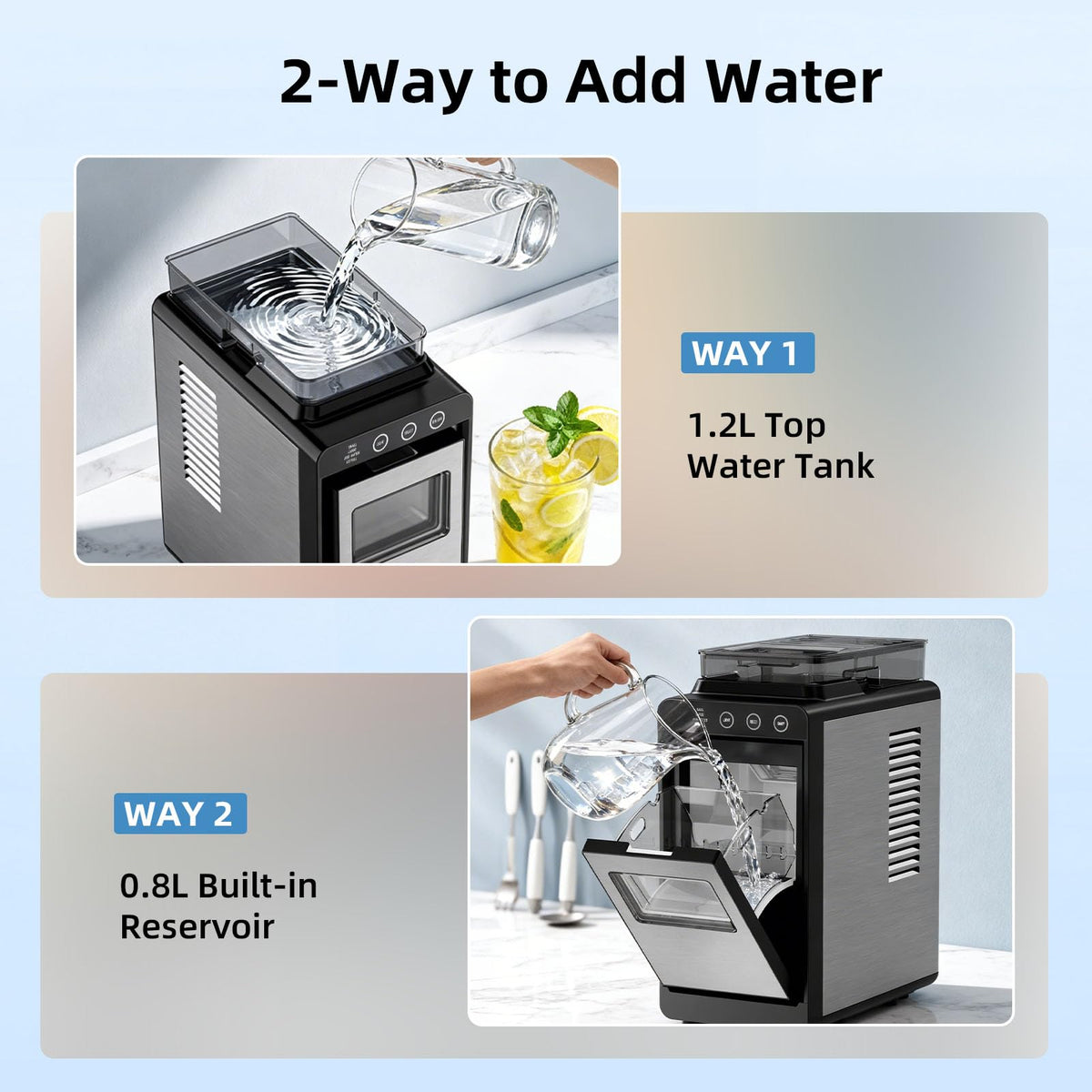 Countertop Portable Ice Maker, 8 Cubes in 6 Mins Fast Ice Making, 26Lbs Ice Per Day Auto Self-Cleaning Ice Machine with Ice Basket & Scoop, Compact Mini Ice Maker for Home Kitchen Office Bar RV Travel