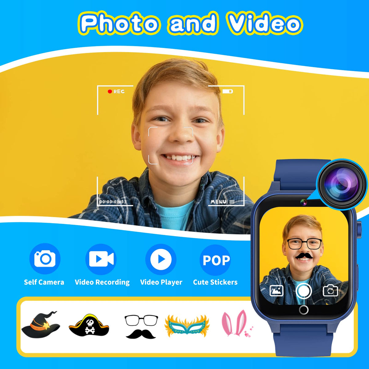 Kids Smart Watches Girls Age 5-12, 26 Games High-Resolution Touchscreen Kids Watch with Video Camera Music Player Pedometer Flashlight 12/24 hr Educational Toys Birthday Gifts for Girls Ages 6 7 8