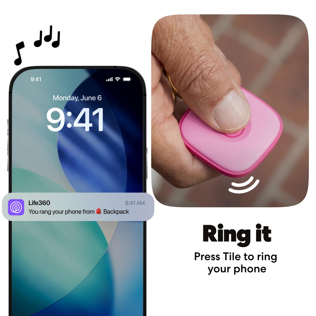 Life360 Tile - Bluetooth Tracker, Keys Finder and Item Locator for Keys, Bags and More. Phone Finder. Both iOS and Android Compatible. 1-Pack (Black)