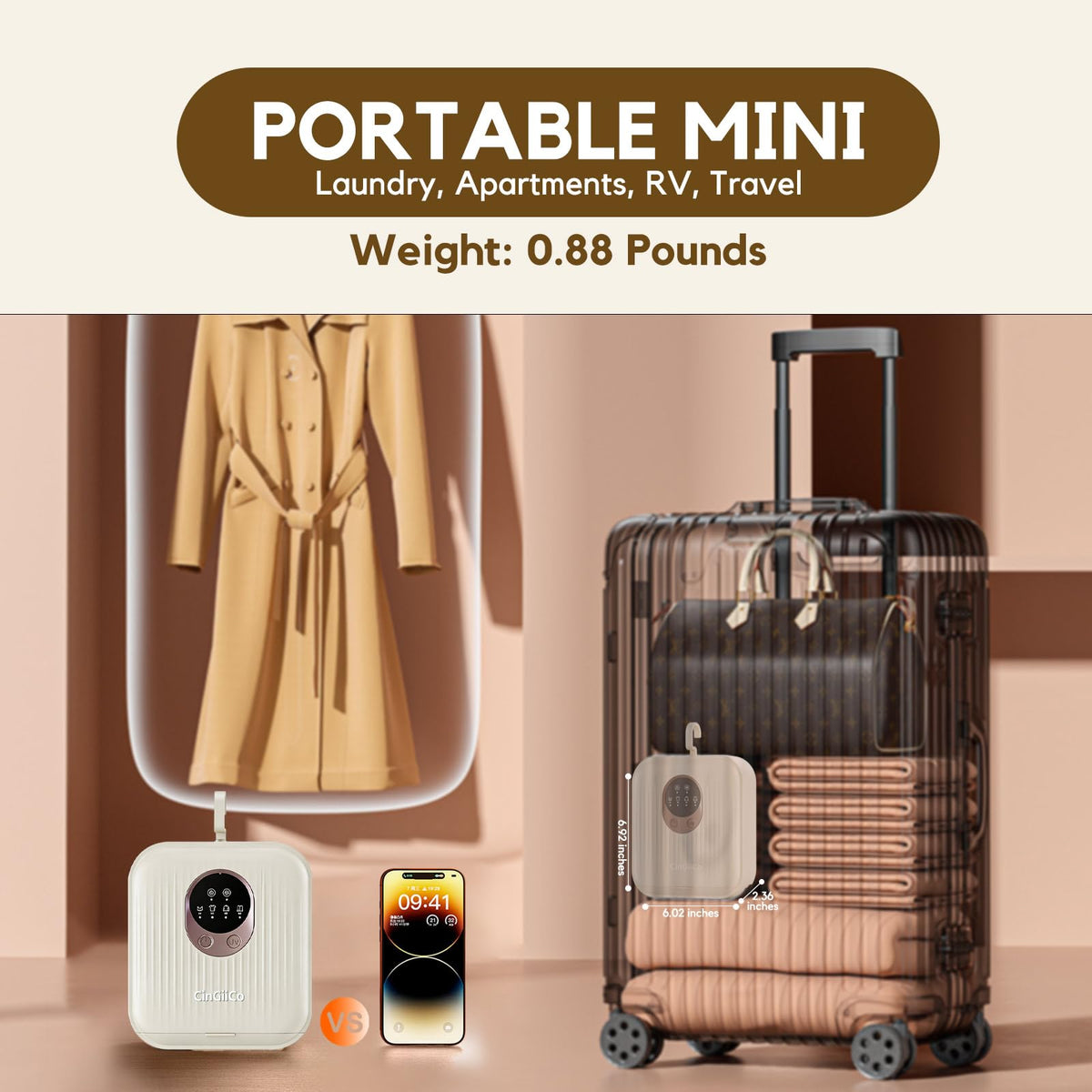Portable Clothes Dryer, Clothes Dryer Hold 12 Items Up, With Time Setting、Remote Control, Portable Dryers For Laundry, Apartments, RV, Travel, Low noise、Energy Saving (Grey)