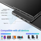 InnoView Portable Monitor, 15.6 Inch FHD 1080P HDMI USB C Second External Monitor for Laptop, Desktop, MacBook, Phones, Tablet, PS5/4, Xbox, Switch, Built-in Speaker with Protective Case
