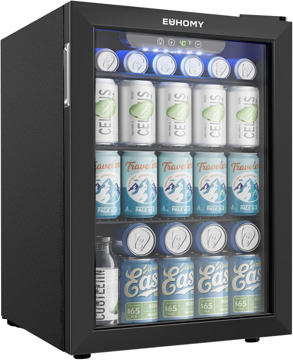EUHOMY 24 Can Mini Fridge, 18L Beverage Refrigerator with Quiet Compressor