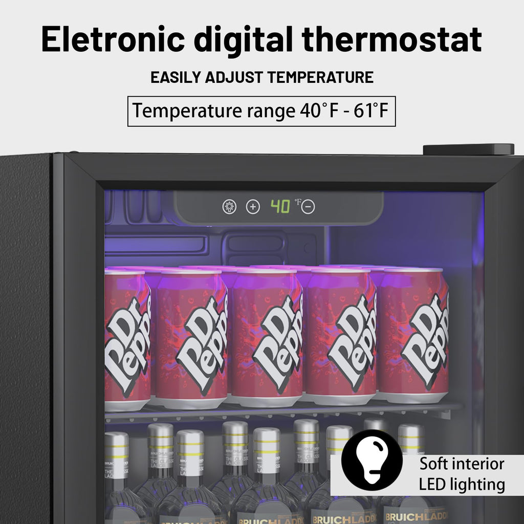 DOGHLY 0.95 Cu.Ft Mini Fridge Mirror Door for Beverages & Skincare, 24 Cans