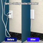 CABOCASA 3FT Flat Plug Extension Cord Power Strip 3 Outlets White Upward