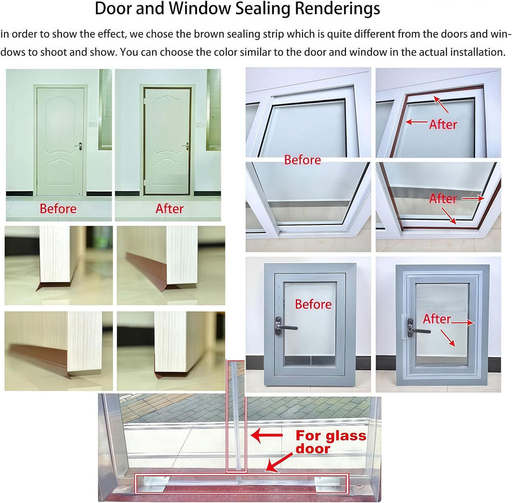 Silicone Seal Door Strip Bottom - 8M/26ft (W: 35MM) Silicone Sealing Sticker Self Adhesive Weather Stripping for Gaps of House, Glass Shower, Window and Door, Weatherproof Soundproof Insect Proof