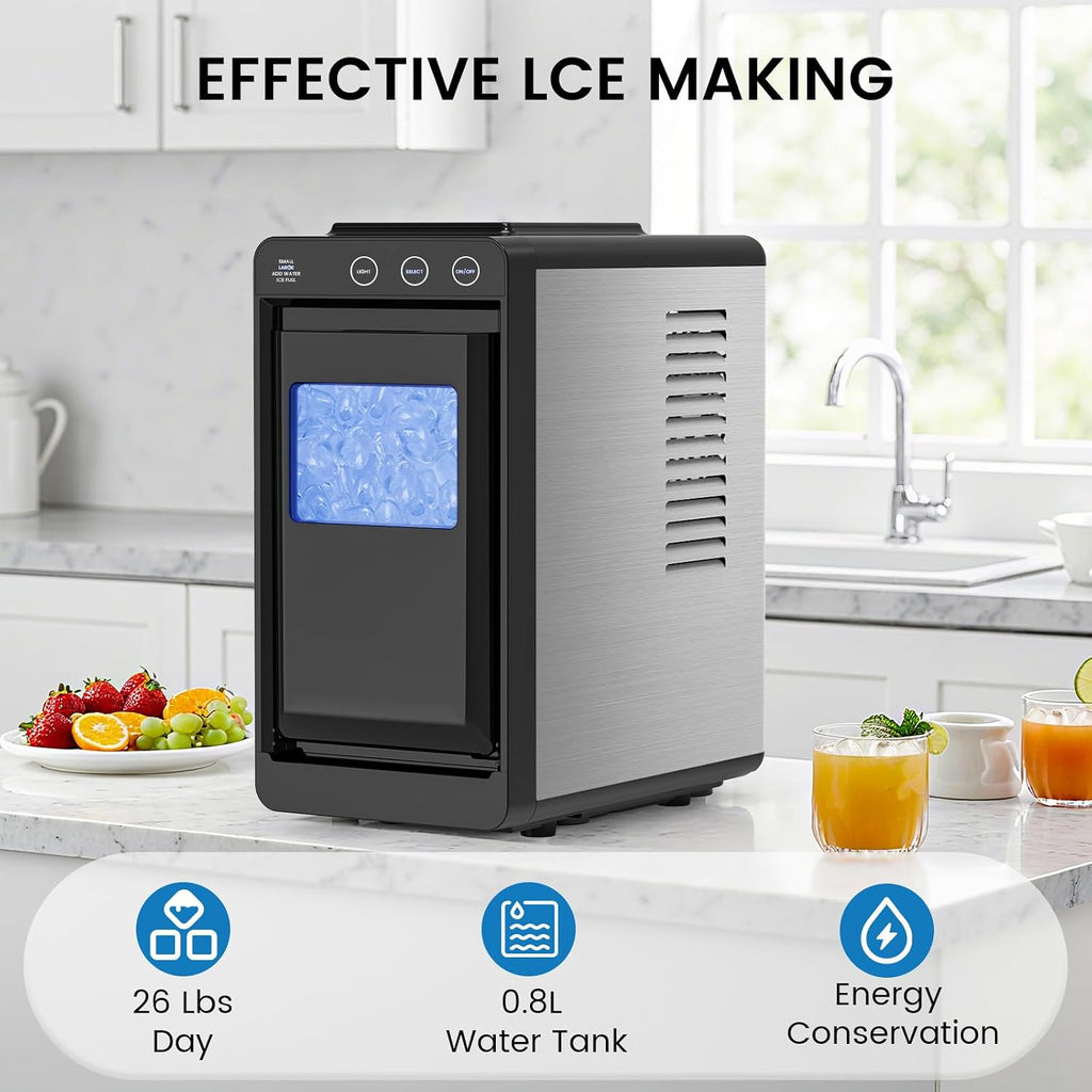 COWSAR Nugget Countertop Ice Maker, Automatic Ice Dispenser, 33 lbs/Day Chewable Pellet Ice Machine with Self-Cleaning & Measured Dispensing, Portable Ice Maker for Home, Kitchen, Office