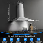 24 inch Range Hood, Ducted/Ductless Range Hood 450CFM, Wall Mount