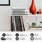 Seasonlife® Retro Vinyl Record Player with Stereo Speakers,Walnut Brown
