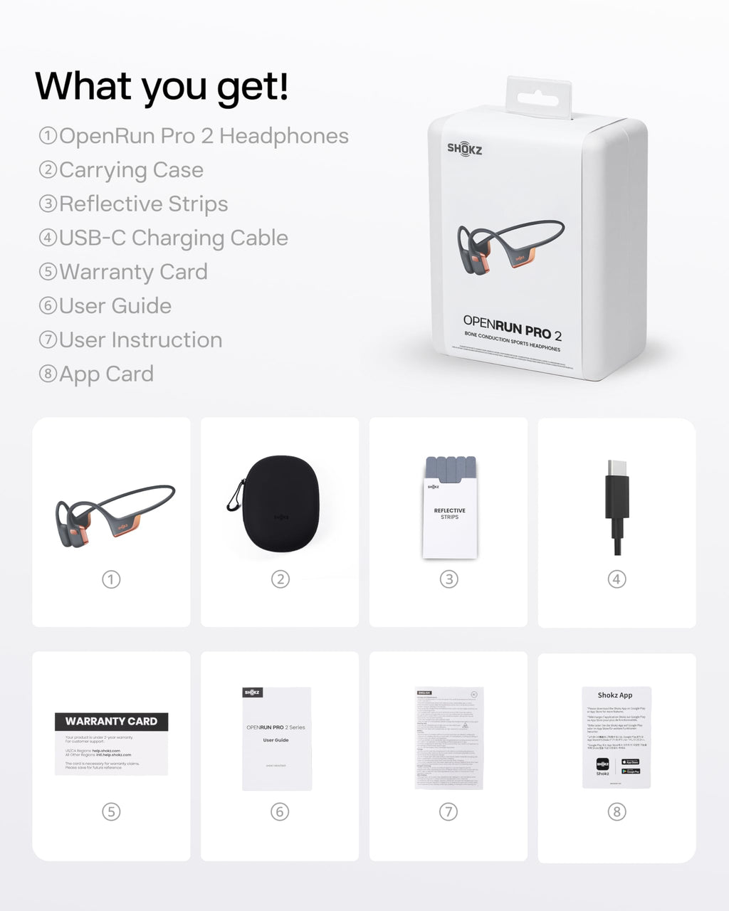 SHOKZ OpenRun Pro 2 Bone Conduction Bluetooth Sport Headphones, Black