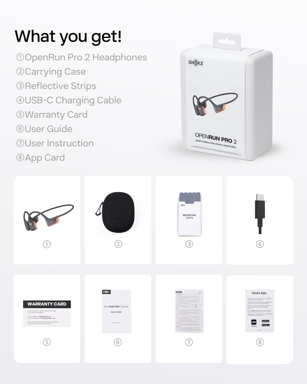 SHOKZ OpenRun Pro 2 Bone Conduction Bluetooth Sport Headphones, Black