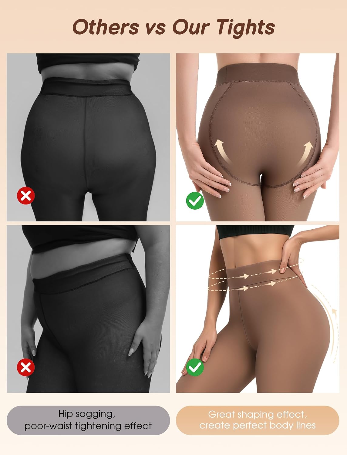 Lnmyic Fleece Lined Thermal Tights That Look Sheer Women Black & Brown