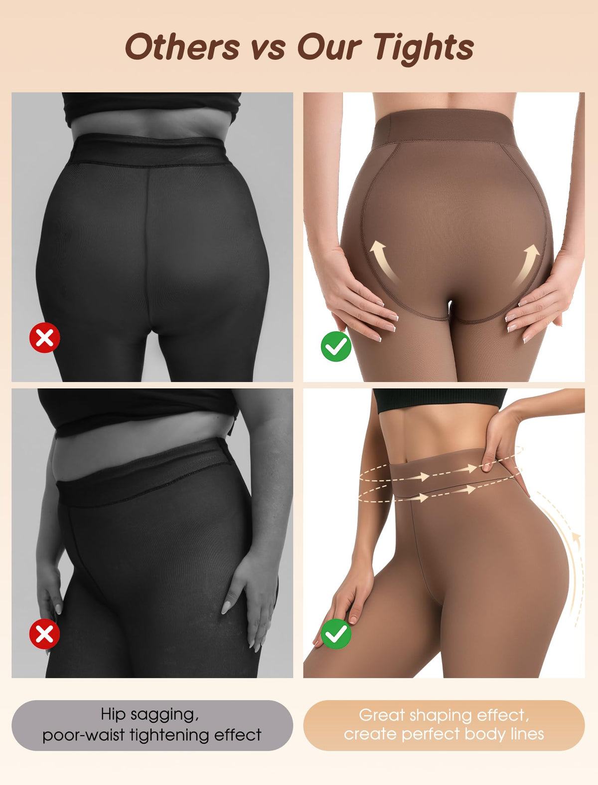 Lnmyic Fleece Lined Thermal Tights That Look Sheer Women Black & Brown