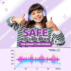 JoySpark Kids Bluetooth Headphones Over-Ear, 60Hrs, Built-in Mic-Purple