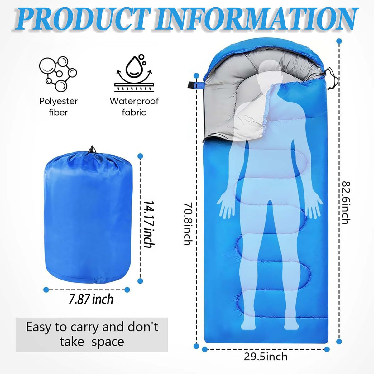 Sleeping Bag for Camping,Sleeping Bags for Adults Backpacking Waterproof,3 Seasons Adult Blanket,Small Packed Ultralight Carry Bag, Soft,Thick and Warm,for Outdoor Camping,Travel,Hiking