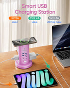 Power Strip Tower, kakyanill PD 65W Charging Station 9 AC Outlets 8 USB