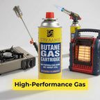 Straame Camping Gas Cartridges 227g, Portable Push-Fit Canisters, Pack of 8