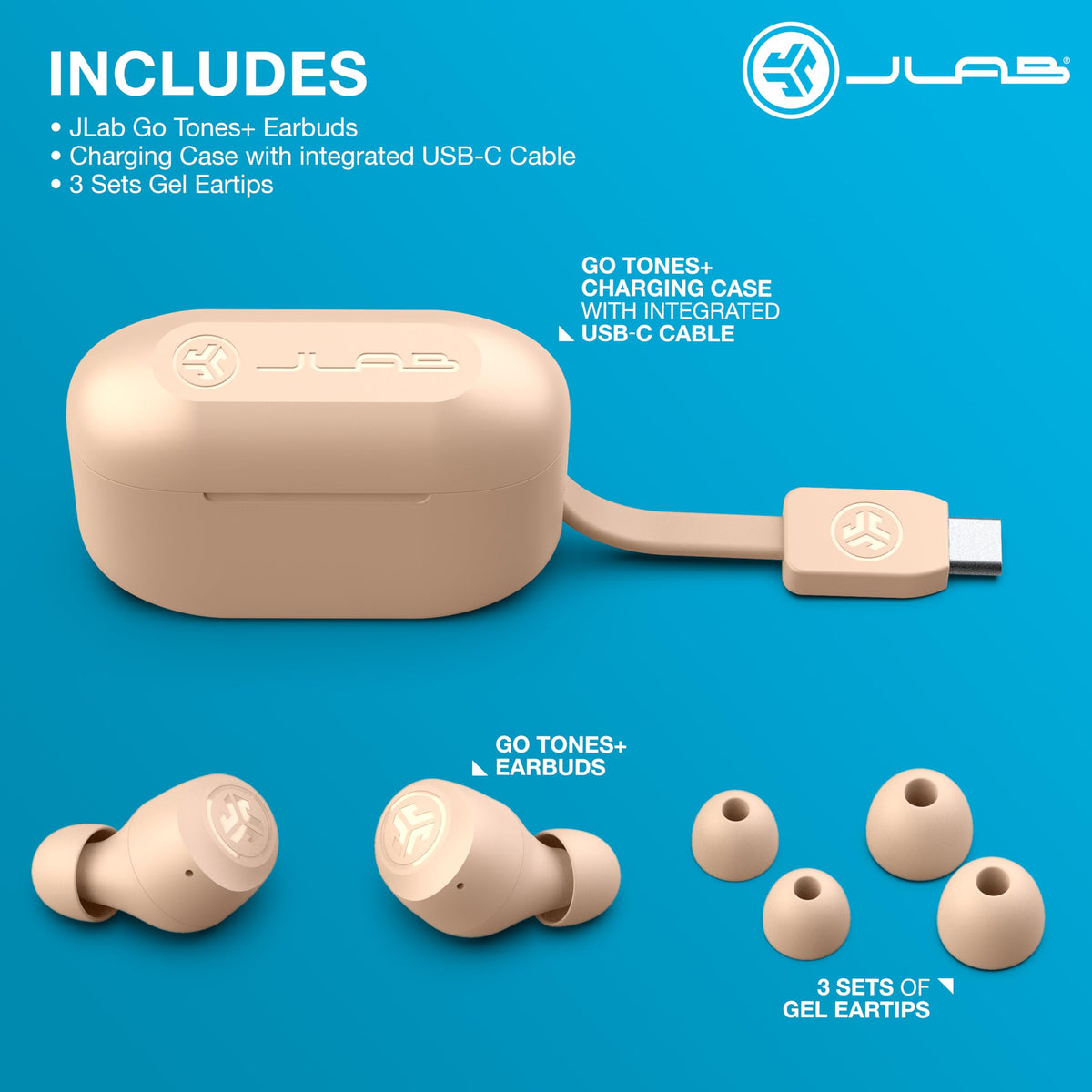 JLab Go Air Pop+ Earbuds, Dual Connect, EQ3 Sound, Black