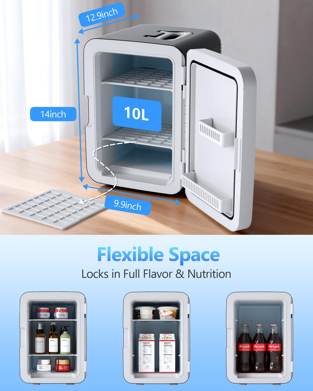 Antarctic Star 10L Compact Mini Fridge, 2.6 Gal Portable Small Refrigerator