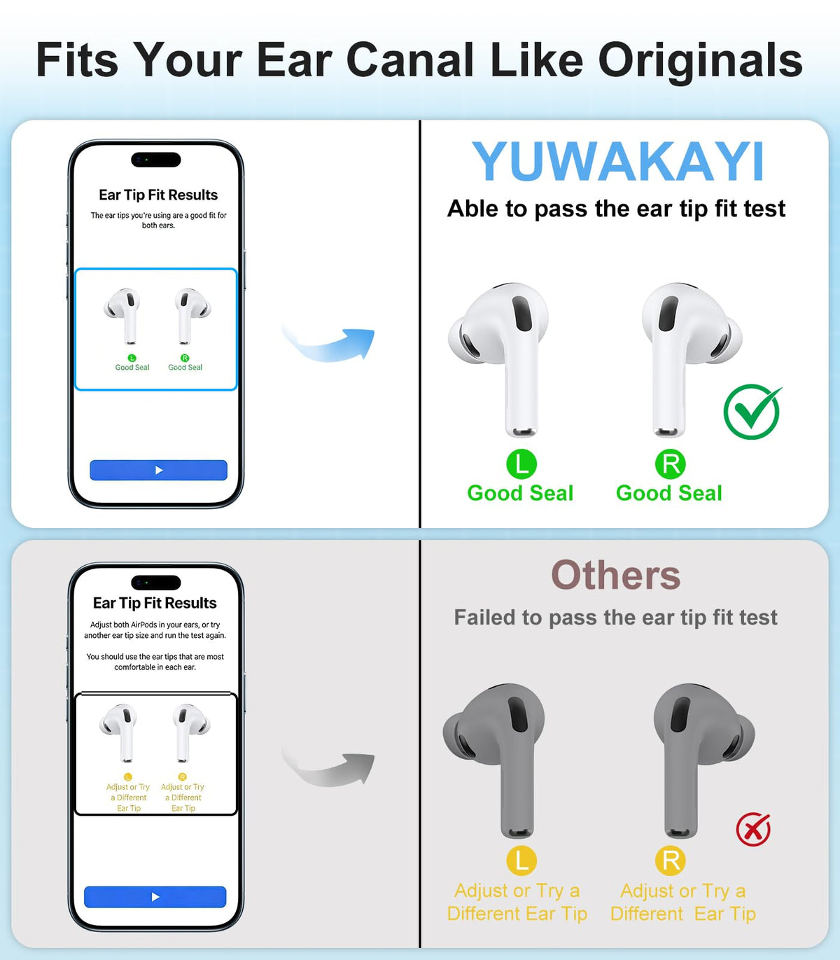 3 Pairs Replacement Ear Tips for AirPods Pro 2nd & 1st(Small, Black)