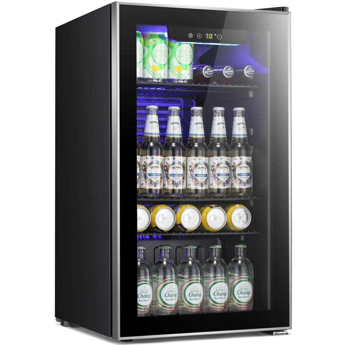Antarctic Star 18L Mini Fridge Cooler 24Can, Beverage Refrigerator with Quiet Compressor, LED Light,Freestanding Small Fridge with Electronic Temperature Control for Home and Bar(40-61 ℉)