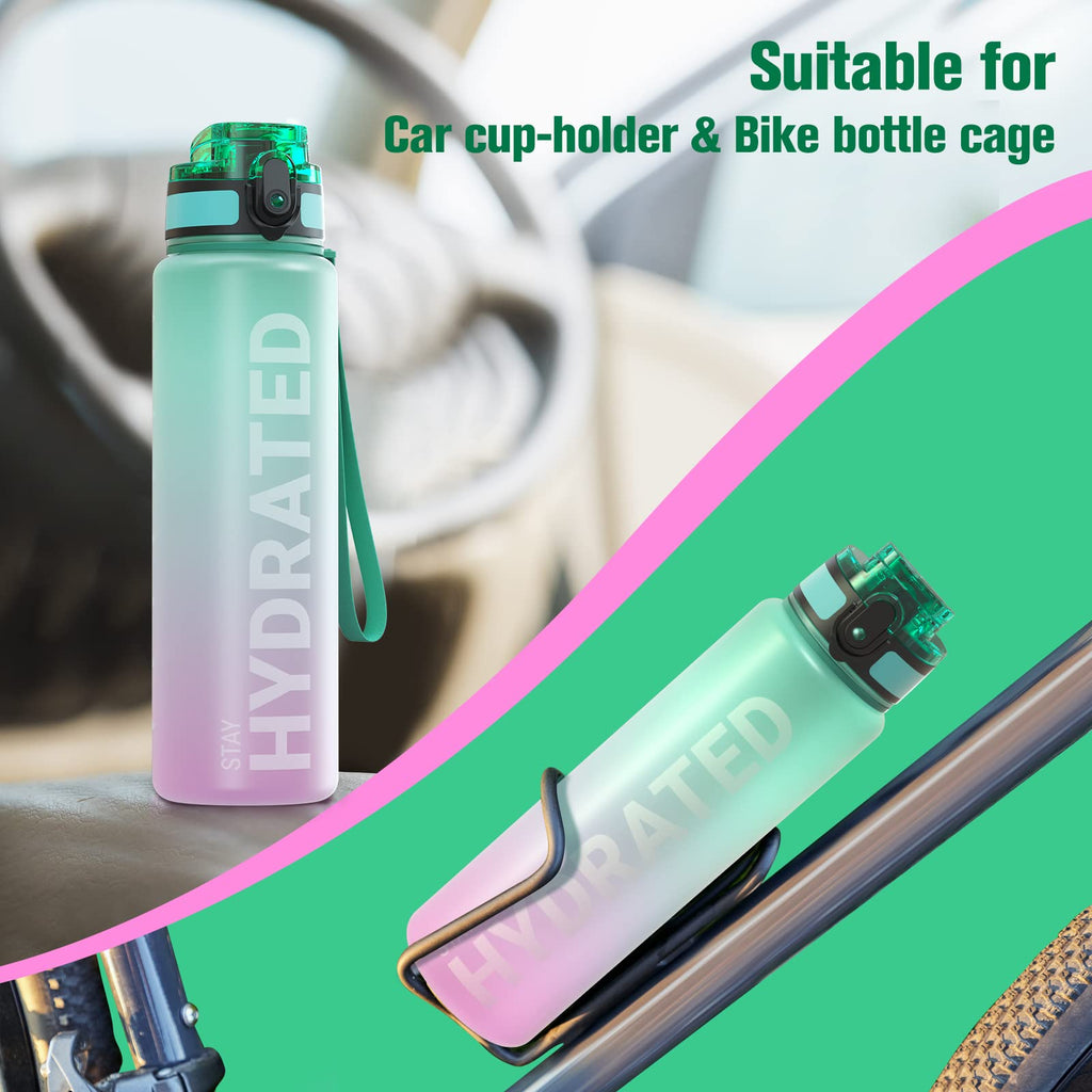 Sahara Sailor Water Bottle 1L, Leakproof Tritan Bottle with Time Marker