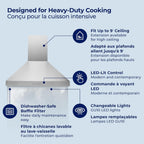 Hauslane Wall Mount Range Hood 30 Inch Convertible 350-750 CFM Low Noise