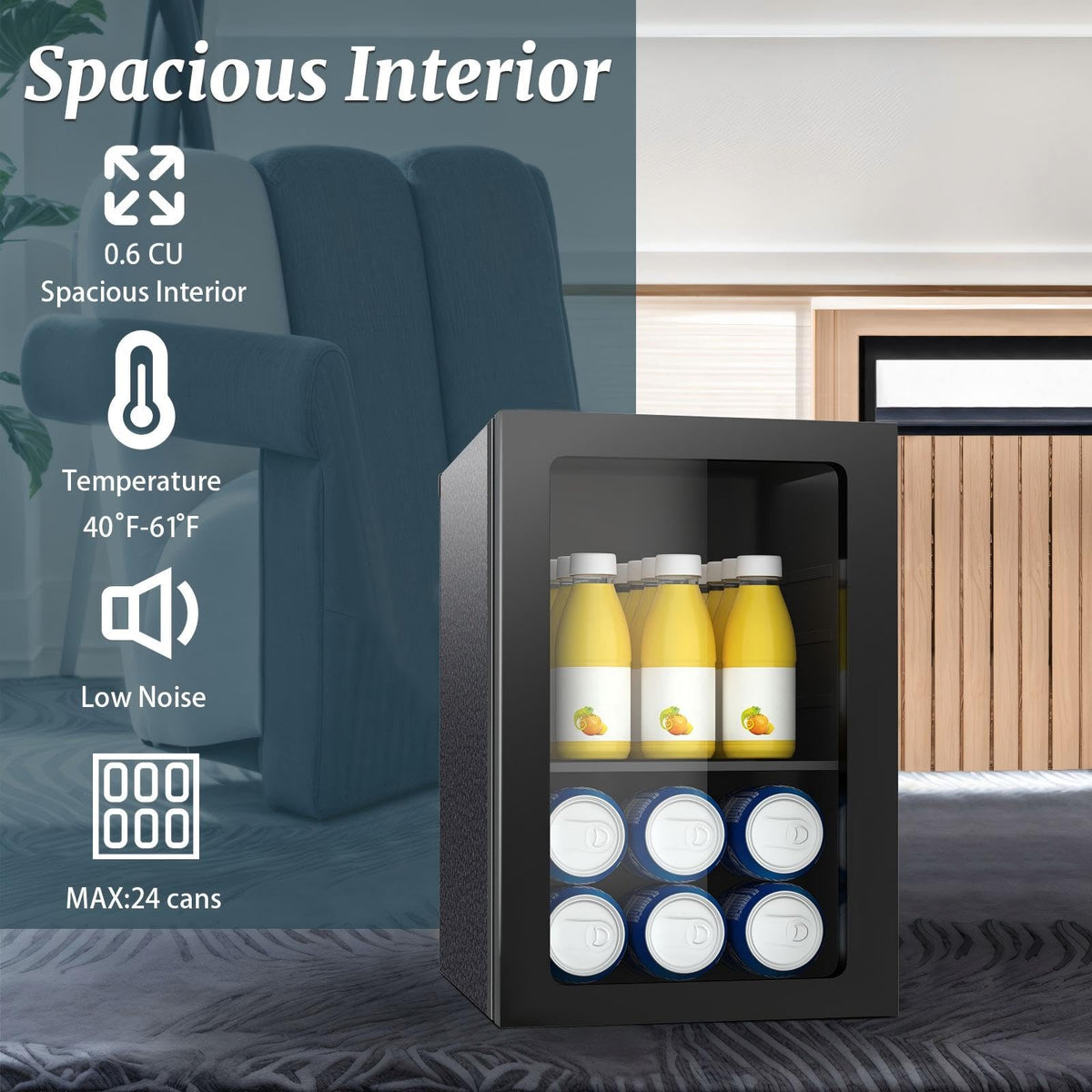 DOGHLY 0.95 Cu.Ft Mini Fridge Mirror Door for Beverages & Skincare, 24 Cans
