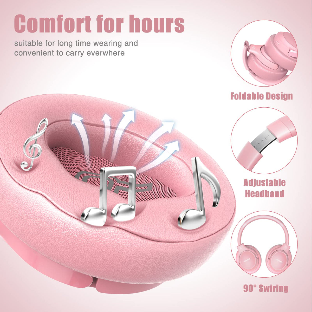BERIBES Bluetooth Headphones Over Ear Wireless HiFi Stereo Headsets 65H 6EQ