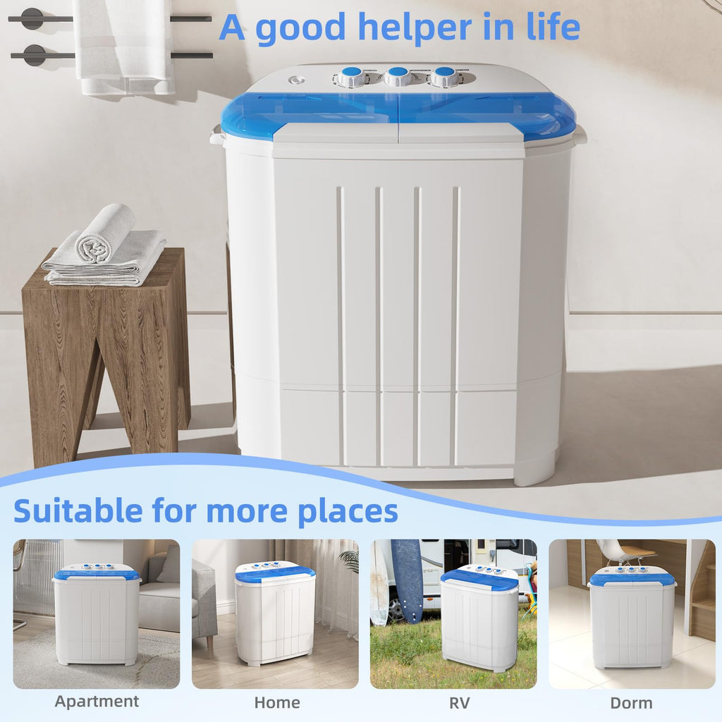 VCJ Portable Washing Machine, Twin Tub Washing Machine Laundry Compact Washer spinner Combo with 40lbs capacity, 24Lbs Washer and 16Lbs Spinner dryer for Apartments RVs and Dorms