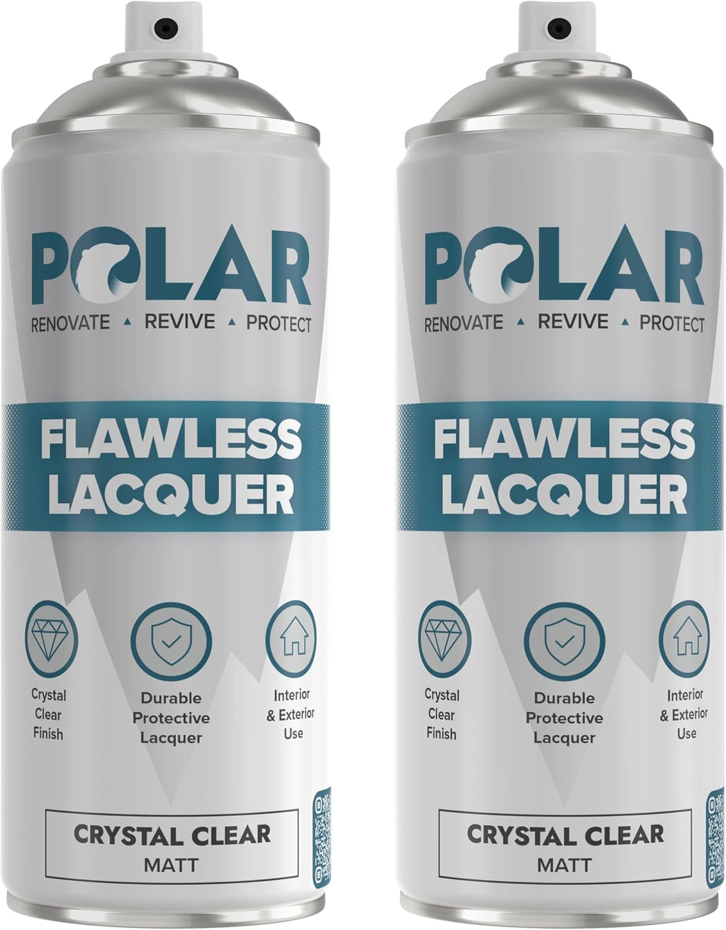 Polar Flawless Lacquer Spray - Clear Coat Spray Paint - Matt - 2x400ml