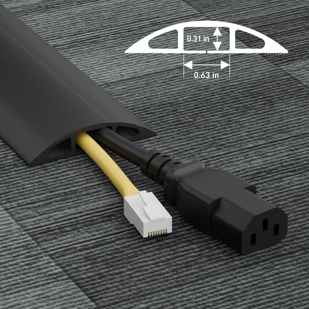 D-Line 6ft Floor Cord Cover, Cable Protector, Hide Extension Cords, Protect Cords, Prevent Cable Trips, Heavy Duty Cord Hider - Cable Cavity = 0.63" (W) x 0.31" (H) - Beige